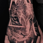 Tattoos - Lion Collage Hand Tattoo - 143842